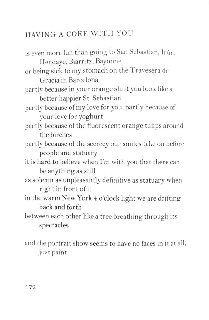 A scan of the poem "Having a Coke With You" by Frank O'Hara.
